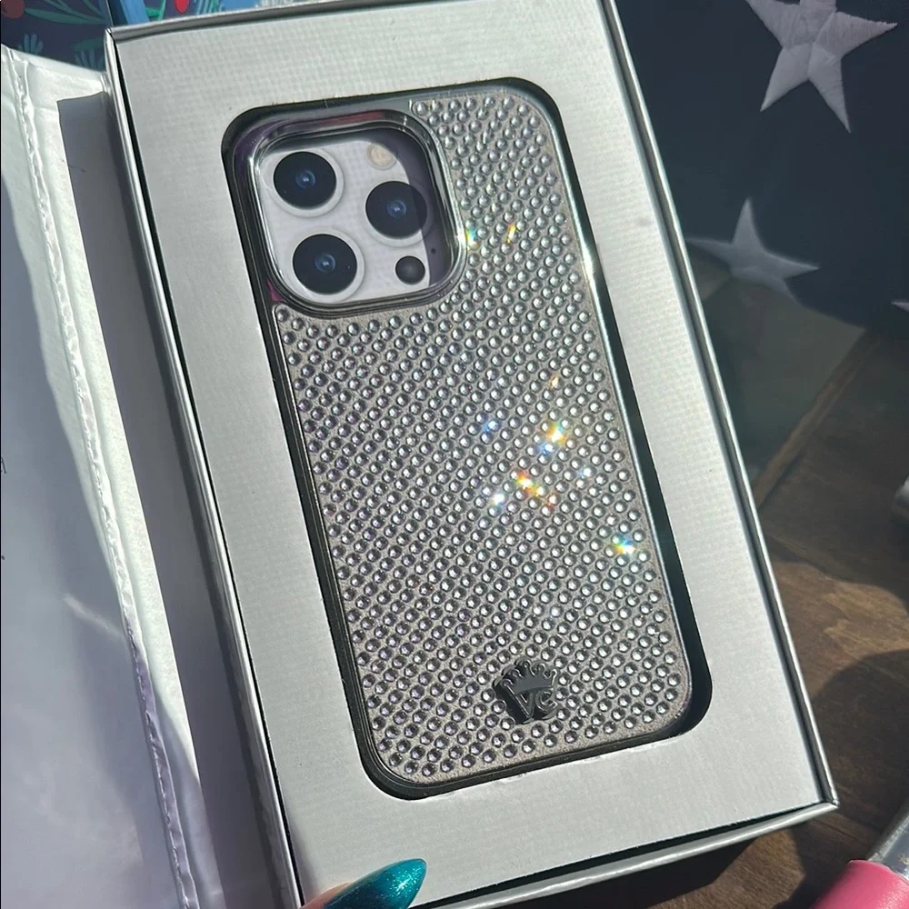 Velvet Caviar Silver Caviar Crystal iPhone 14 Pro Case with Textured Grip